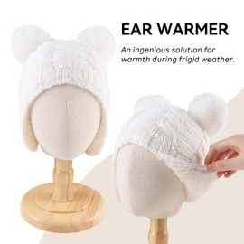 Zsedrut Winter Baby Boy Hats Pompom Baby Beanie for Girls Fleece Newborn Infant Toddler Beanie (1-4 Years, White)