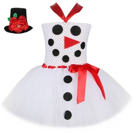 Christmas Snowman Costumes for kids, Winter Cotume for Girls, Toddler Girls Snowman Costume with Scarf and Hat Headband White Tutu Dress Christmas Dress Up Clothes Gifts White Snowman 12 Months