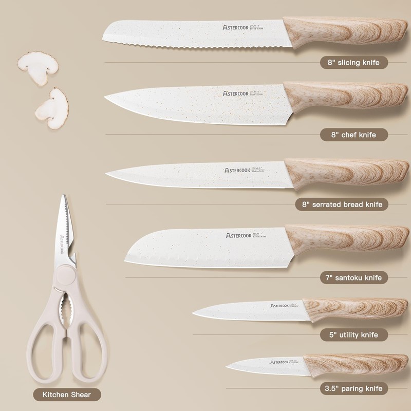 Astercook Knife Set, 13 Pieces Kitchen Knives Set with Ceramic