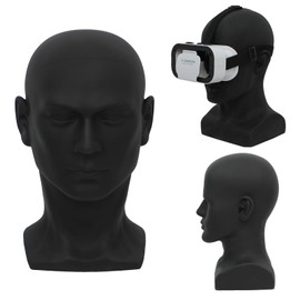 VEELTRAS Male Mannequin Head PVC Professional Head Model Display for Wigs Hat Mask Scarf Sunglasses with Mount Hole (Matte black)