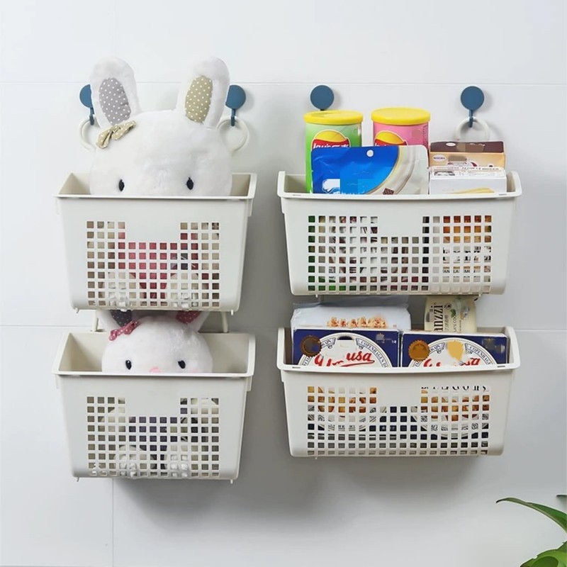 5PCS Plastic Hanging Baskets for Shower, Hanging Basket Organizer with
