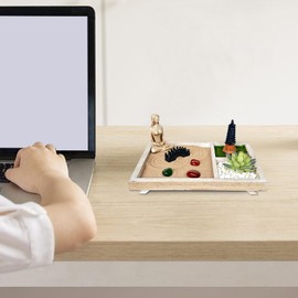 Desktop Zen Garden | Miniature Japanese Sand Garden Crafts Kit | Tabletop Artistic Zen Decoration for Home, Entryway, Business, Living Room, Study Room