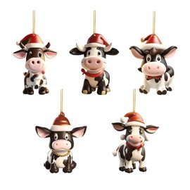 Christmas Tree Ornament Cow Pendant Panda Pendant for Christmas Hanging Decorations Acrylic Christmas Party Supplies Gift for Animal Lovers (Style A)