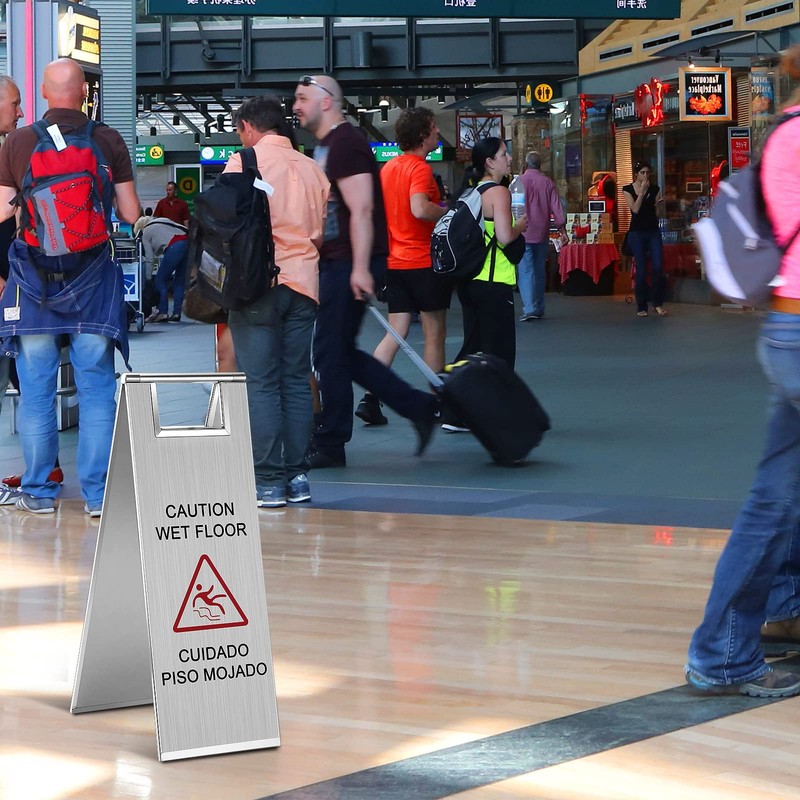 LEIFIDE Stainless Steel Wet Floor Caution Sign Bulk 8.8 Pound