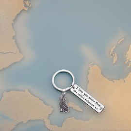 JJTZX I Love You More Than The Miles Between Us Long Distance Relationship State Map Keychain Going Away Gift Travel Gift (Delaware)