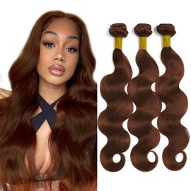 Brown Human Hair Bundles Auburn Body Wave Bundles 24 26 28 Inch Unprocessed Brazilian Remy Hair Extensions Color 33 Reddish Brown Bundles Soft And Healthy 3 Bundles Hair Weave
