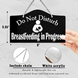 9"x5.35" Breastfeeding in Progress Hanging Door Knobs Hanger or Welcome Please Knock Hanging Sign Double Sided Signage Handmade Acrylic Plaque for Mother Nursery Baby Room Privacy Status