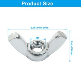 Waziaqoc 20 Pcs M4 Wing Nuts, 304 Stainless Steel Wing Nuts Fasteners Parts DIN315 Butterfly Nut