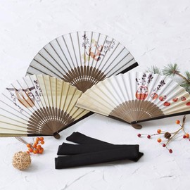 Osaka Choseido Fan, Men's, Stylish, Business, Folding Bag, Handkerchief Included, Yuyu, seeds