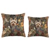 Yorkie or Silky Terrier William Morris Style Tapestry Throw Pillow
