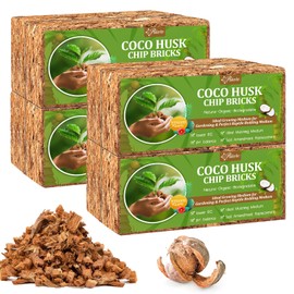 Riare 8 Pack Coco Chips Substrate for Plants- 8.8lb 100% Organic Coconut Husk Brick with Low EC and pH Balanced, High Expansion Coconut Substrate Coco Husk Mulch for Garden Flowers, Herbs, Planting