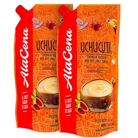 Crema de Rocoto Uchucuta Nuevo Paquete 400 g | Peruvian Red Hot Chili Sauce New Package 14 oz (2 Pack)
