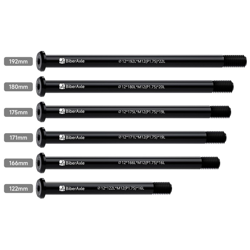 BiberAxle 12 mm Thru Axles for Bicycle Forks and Rear