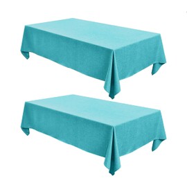 Fitable Linen Tablecloths for Rectangle Tables: Water & Stain Resistant Farmhouse Table Cloth, Washable Burlap Textured Table Covers for Kitchen Dining Party(2 Pack, 60x84 Inch, Teal)