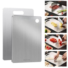 Titanium Cutting Board-316L Stainless Steel Cutting Boards for Kitchen, Double Sided Food Grade, Titanium Cutting Mat Chopping Boards for Meat Fruit & Vegetable Various Cooking Tasks(1PC-S 8x11.5 in)