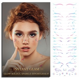 Pride Freckles Face Tattoo - Rainbow Butterfly and Glitter Temporary Tattoos for Women and Girls, Suitable for Country Concerts, Singer Festivals, and Rave Accessories (20 Pcs)