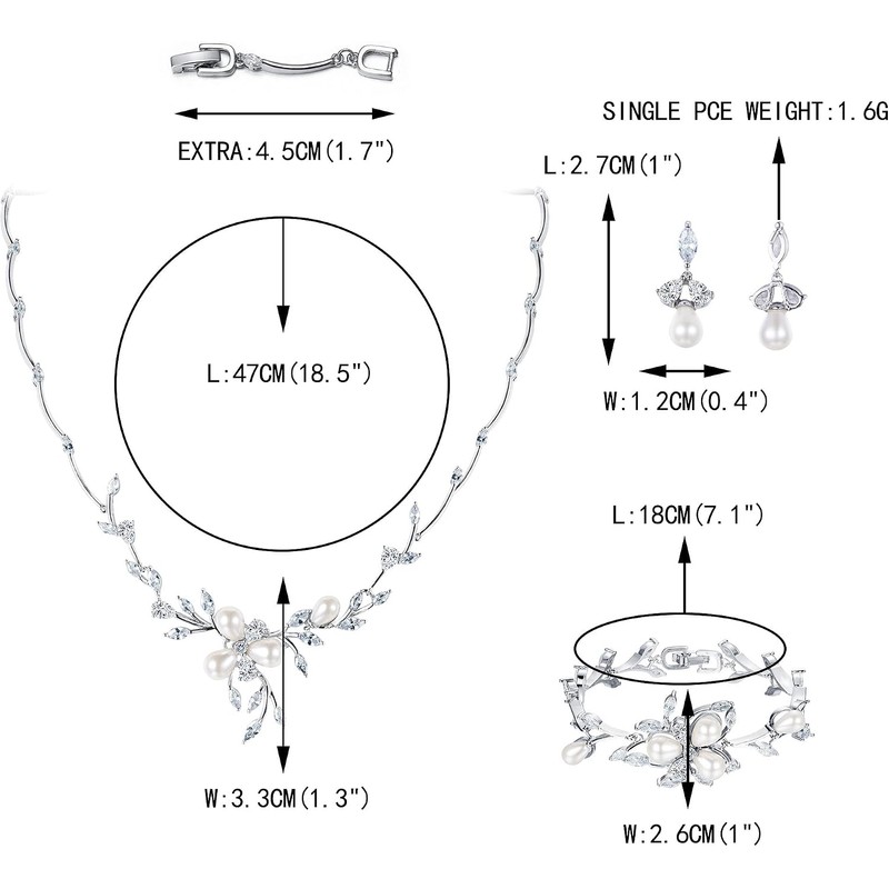 EVER FAITH Mujer Sets de Joyería Cristal Zirconia Cúbica Perla