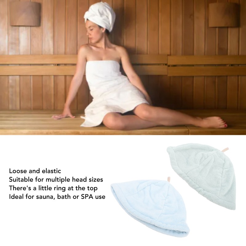 2pcs Sauna Cap Coral Fleece Highly Absorbent Elastic Men Women