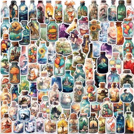 100pcs World in Bottle Stickers Pack for Kids Teens Boys Girls, Waterproof Vinyl Cute Stickers for Water Bottle Laptop Phone Notebook Bike Cup Tablet Luggage, Nice Bottle Decals