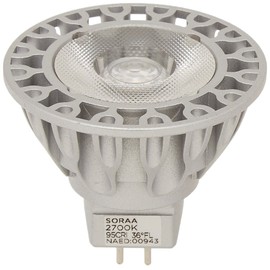 Bulbrite SM16-07-36D-927-03 SORAA 7.5W LED MR16 2700K VIVID3 36° Dimmable Light Bulb, Silver