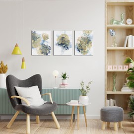 Artsbay Blue Gold Abstract Canvas Wall Art 3D Textured Oil Painting Picture Prints Modern Artwork for Bedroom Living Room Home Office Wall Decorations