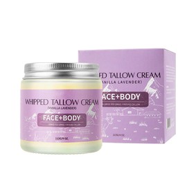 Beef Tallow Cream - Feuchtigkeitscreme Gesicht mit Vanille und Lavendel - Rindertalg Creme zur Hautpflege Gesicht und Körper - Rinderfett Gesichtscreme für Damen - Talgbalsam Glatte Haut (LILA)