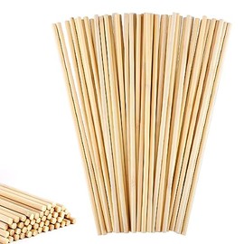 50Pcs Wooden Sticks for Crafts, Wooden Dowel 1/4 x 12 Inch Dowel Rods Craft Wood Sticks Cake Dowels Unfinished Natural Bamboo Sticks for Flower Bouquet Crafts and DIYers