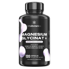 Glicinato de Magnesio. 120 capsulas de 500mg (4 Meses). VitalBotanics. Multivitaminico con Colágeno, Suplementos Alimenticios. Libre de Gluten y Aditi