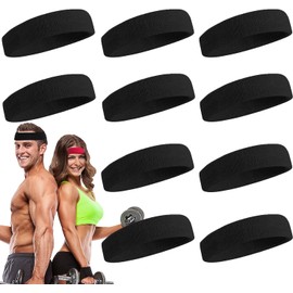FRANCISCO Bandas Deportivas,10 pcs Bandas Deportivas para Cabeza, Elástica Bandas para El Cabello Deportivas,Hombres y Mujeres Sweatband Transpirable Hairband. para Correr, Baloncesto, Yoga etc.