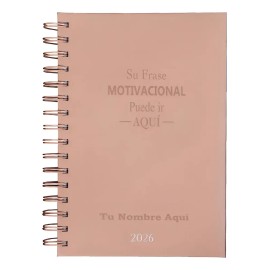 Agenda Diaria De Espiral Con Bolígrafo 2026 Personalizada Portada Rosa Lette