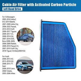 CF10373 Cabin Air Filter with Activated Carbon Particle Fit for VW Tiguan Passat Jetta Golf Beetle GTI A3 Q3 TT A3 Cabin Filter Replace GCF017 1K0819644 LAK181