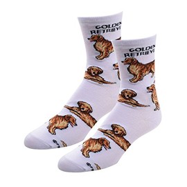 For Bare Feet Women's FBF Originals Novelty Dog Socks, Golden Retriever Poses, Medium