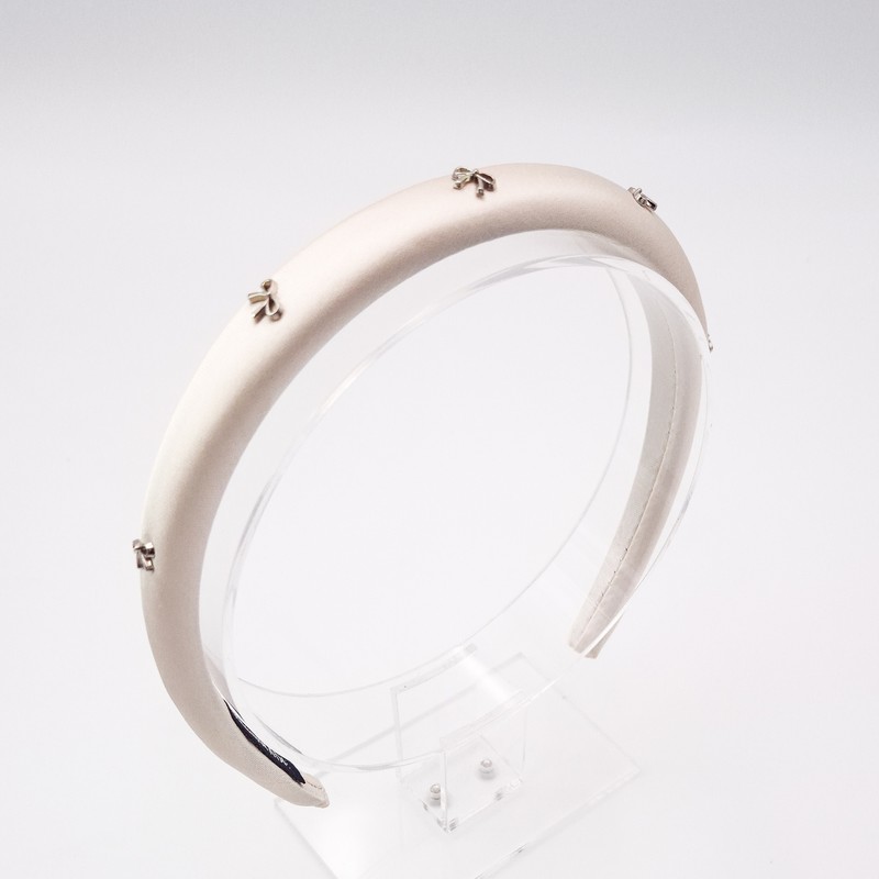 Silver Ribbon Slim Hairband Pastel Blue / 실버 리본 슬림