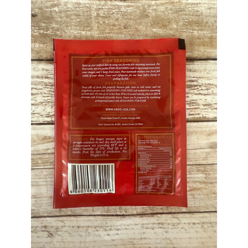 Khomli FISH Seasoning Packet, Net Wt. 0.53oz (15gr), Khomli Brand