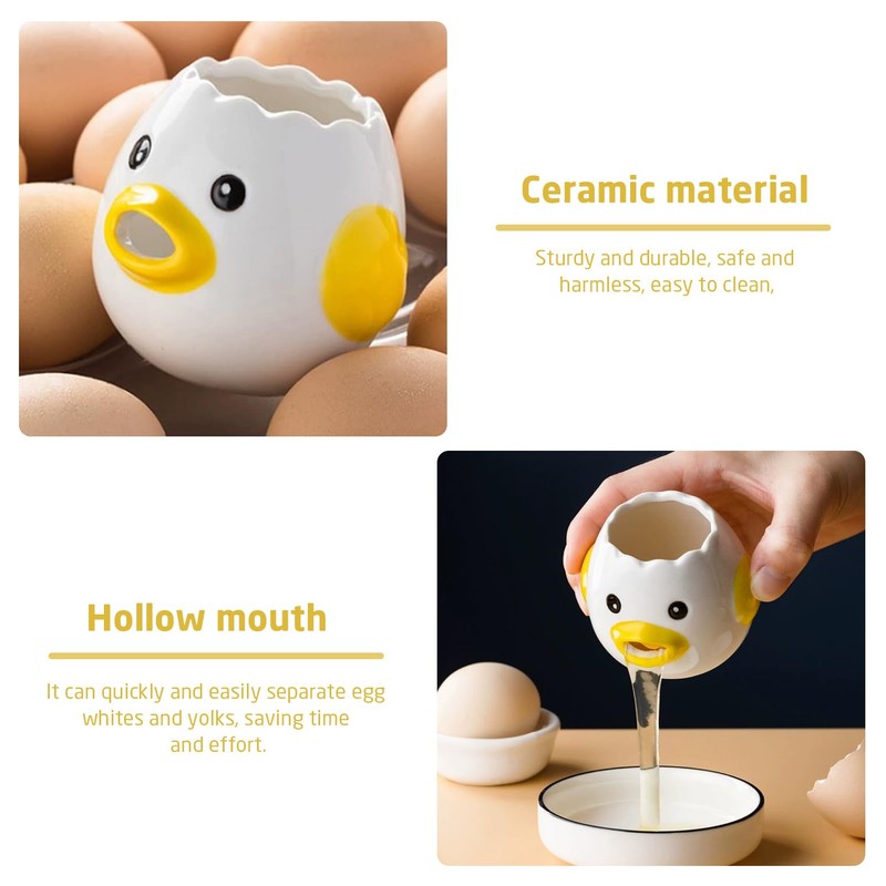 1 Yellow Chick Ceramic Egg Separator, Kitchen Baking Tool, Egg
