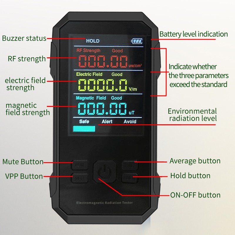 Multifunctional Electromagnetic Radiation Detector Electric Field Intensity Tester Magnetic-field Intensity