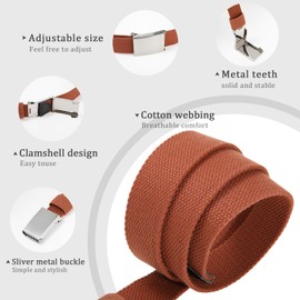 AWAYTR Boys Canvas Web Belts - Adjustable School Uniform Youth Belt Kids Golf Belt with Silver Flip-Top Buckle (100cm,Black+Brown)