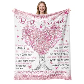 Manta de franela súper suave de 60 x 50 pulgadas, manta de amistad para cumpleaños, graduación, Navidad, San Valentín, aniversarios, sofá, silla de oficina, cama, almuerzo