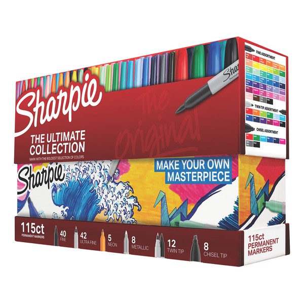 Sharpie 1983255 Permanent Markers Ultimate Collection, Fine and Ultra Fine Points, Assorted Colors, 115 Count