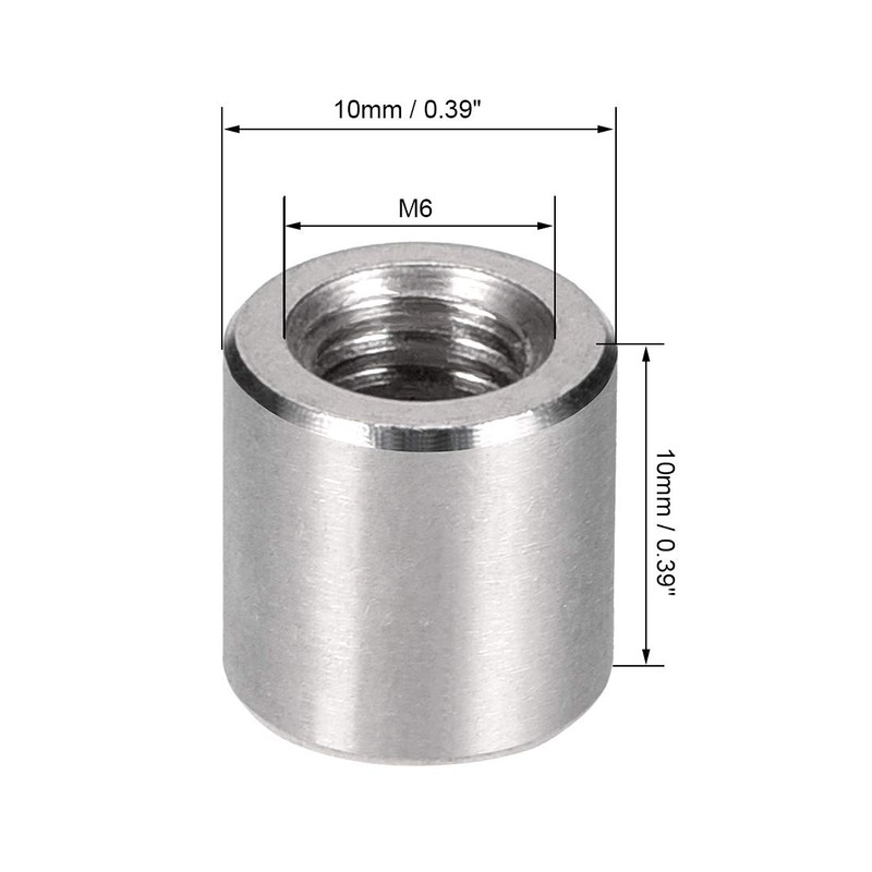 sourcing map M6 Round Connector Nuts, 304 Stainless Steel Coupling