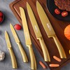 8-Piece Luxury Gold Kitchen Knife Set with Wooden Block Non-Rust