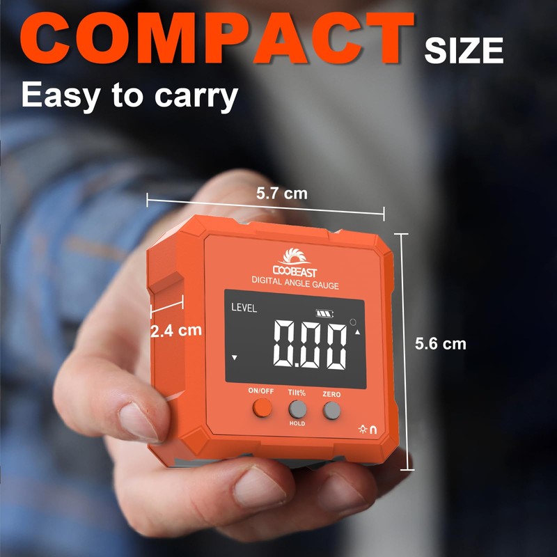 Coobeast Digital Angle Finder, Digital Level Angle Gauge with Backlight