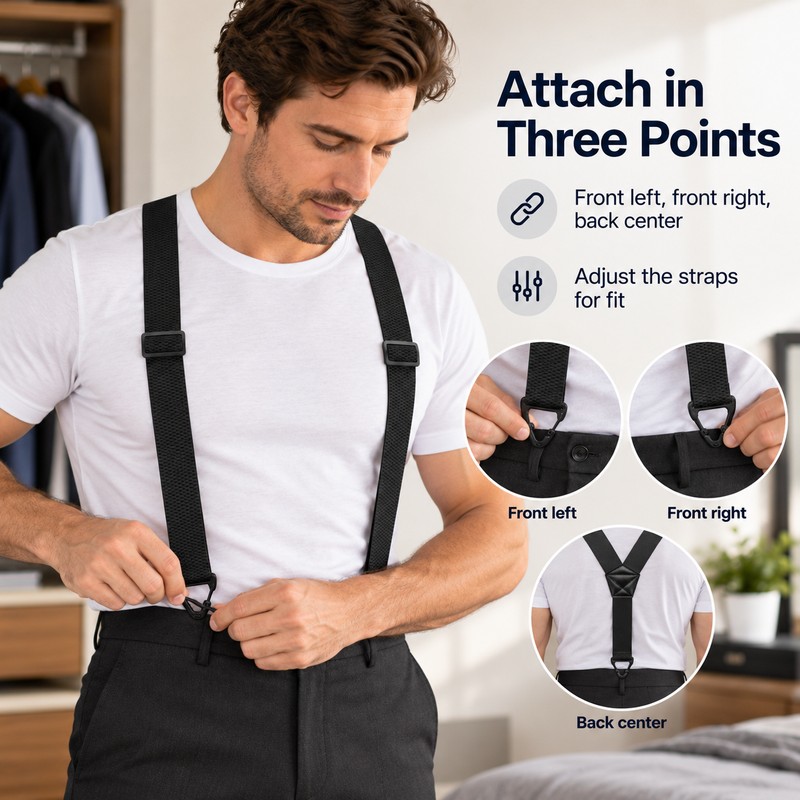Hidden Suspenders for Men – 1.5-Inch Wide Y-Back Polyester Pants