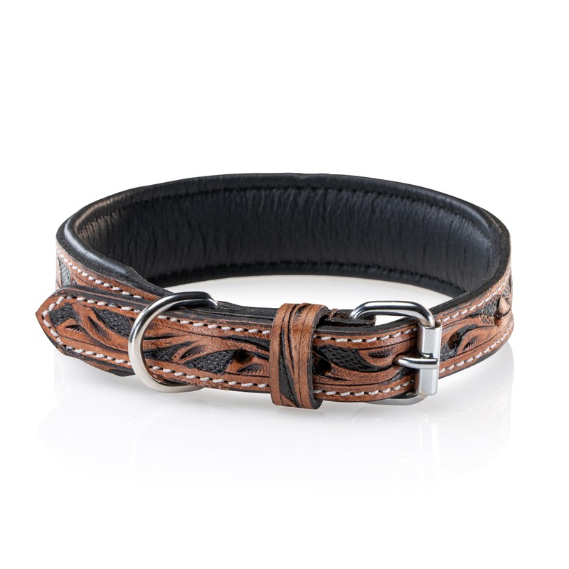 Jack & Russell Unique Leather Dog Collar, Hand Carved and