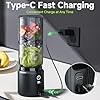 Portable Blender 17oz, USB-C Rechargeable Personal Smoothie Maker with 8