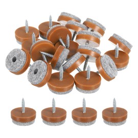 uxcell Nail-on Furniture Sliders, 24Pcs Nail-on Felt Pad Round Chair Table Feet Pads Chair Leg Floor Protectors for Hardwood Floors (Brown, 25mm/0.98")