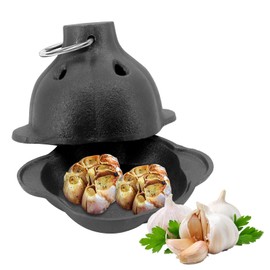 Garlic Roaster, Pre-Seasoned Cast Iron Garlic Roaster Oven Baker, Smoker Roaster, Pumpkin Soup Pot Casserole, Garlic Confit Pot, for Picnic Camping