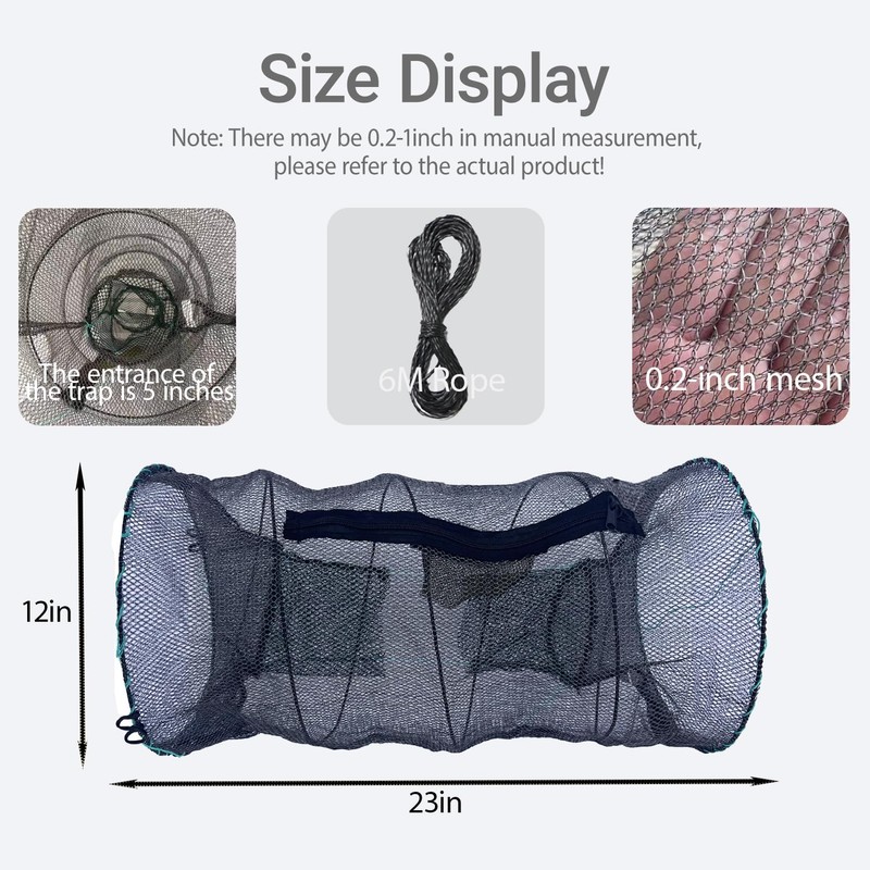 2 Pcs Fishing Bait Trap,Foldable Minnow Trap,Crab Trap,Fishing Net,Bait Cage