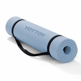 YOTTOY Yoga Mat，Extra Thick Yoga Mat (1/2inch),Professional TPE Exercise Mat,Non-Slip Workout Mat for Yoga, Pilates, Fitness, Barefoot Workouts, Home Gym Studio with Strap… - Colour: Blue