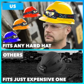Skywin Hard Hat Light, Headlamp Rechargeable,2 Pack Lightweight USB, XPG+COB 3 LED 200 Lumen Camping Helmet Light for Adults with Red Light IP44 Waterproof (Hard Hat Not Incl)